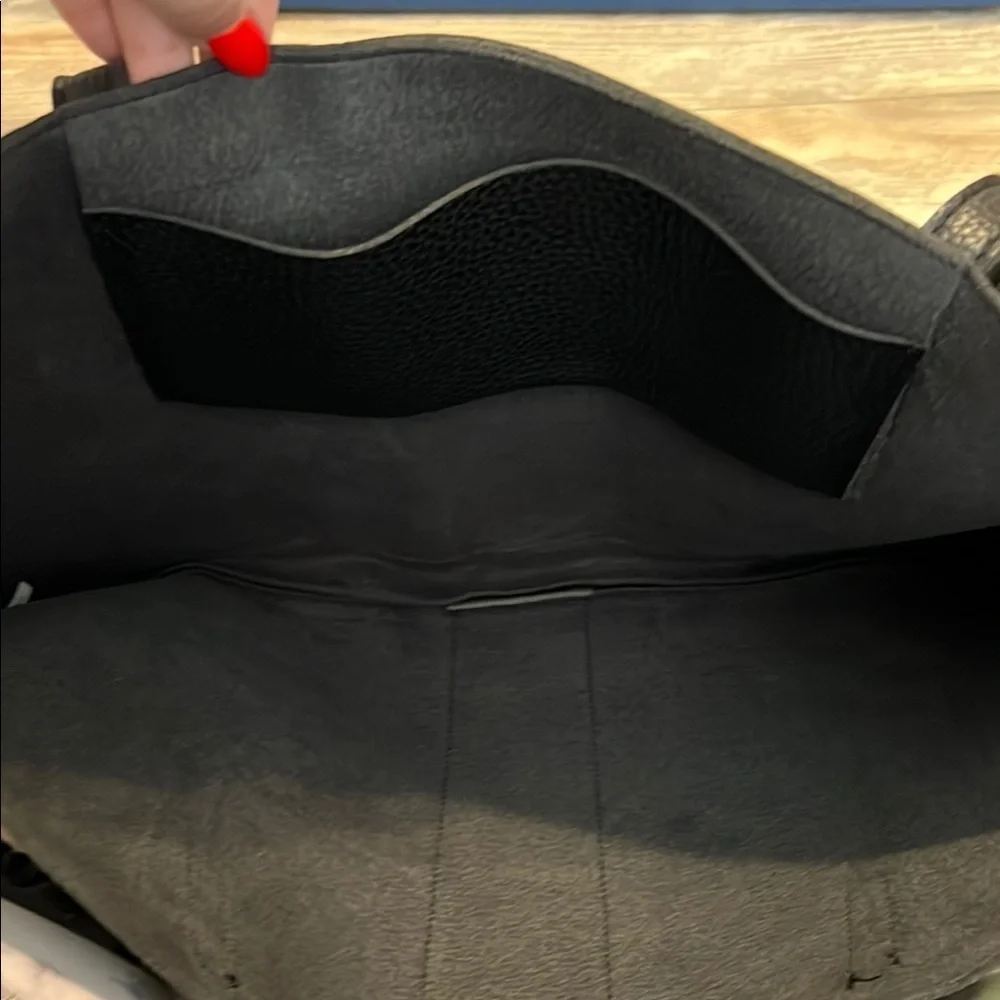 Black and Gray Leather Tote Bag